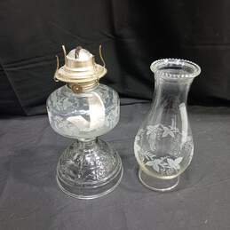 Vintage Etched Glass Oil Lamp alternative image