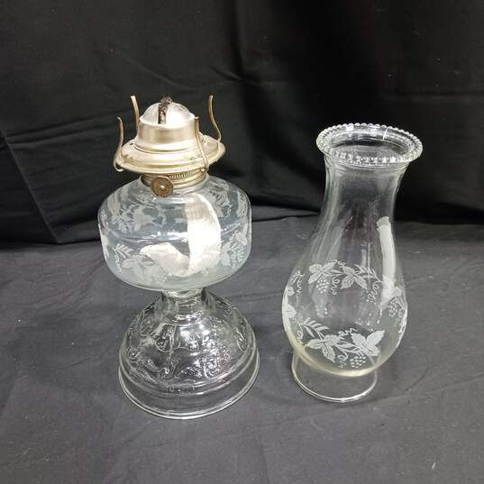Vintage Etched Glass Oil Lamp image number 2
