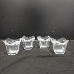 Crystal Lotus Votive Candle Holders 4pc Lot