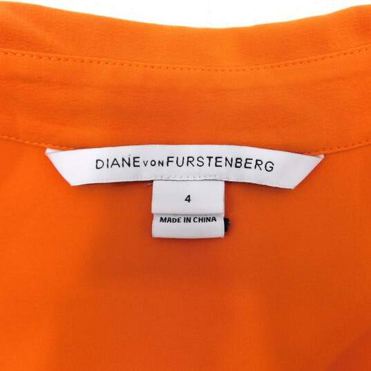 Diane Von Furstenberg Orange Silk Sleeveless High Low Top image number 5