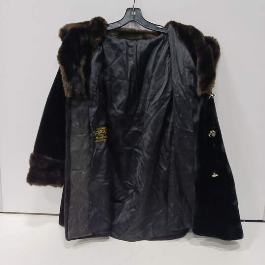 Women's Black & Brown Borgazia Russel Taylor Faux Fur Coat ( Size Not Marked ) image number 1