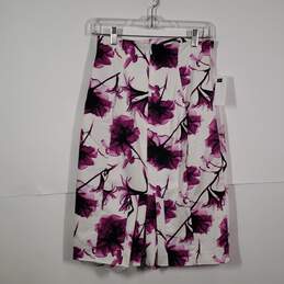 Womens Floral Flat Front Back Zip Knee Length Straight & Pencil Skirt Size 4 alternative image