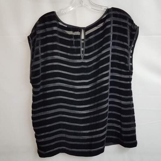 Eileen Fisher burnout velvet stripe short sleeve t shirt S image number 2