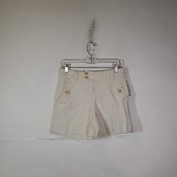 Womens Pinstripe Martin Fit Medium Wash Flat Front Chino Shorts Size 4