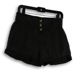Womens Gray Denim Medium Wash Slash Pocket Stretch Mom Shorts Size XS