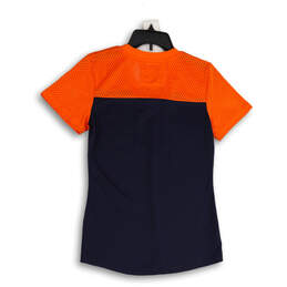 Womens Blue Orange Chicago Bears Lace-Up Neck Activewear Top Size S alternative image