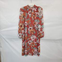 Wilfred Multicolor Floral Patterned Sheer Long Sleeve Midi Dress WM Size XS
