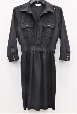 New York And Company Black Belted Collared Shirt Dress Size S