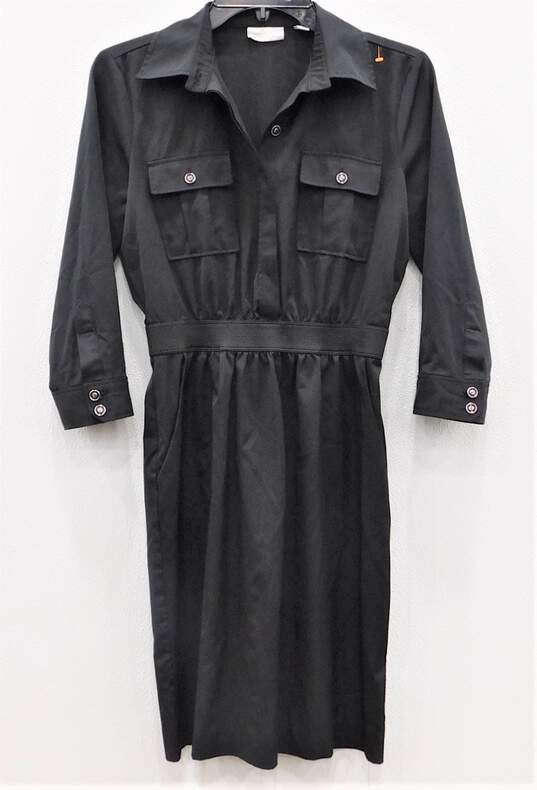 New York And Company Black Belted Collared Shirt Dress Size S image number 1