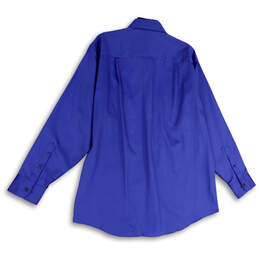 NWT Mens Blue Sateen Wrinkle Free Long Sleeve Collared Dress Shirt Size L alternative image