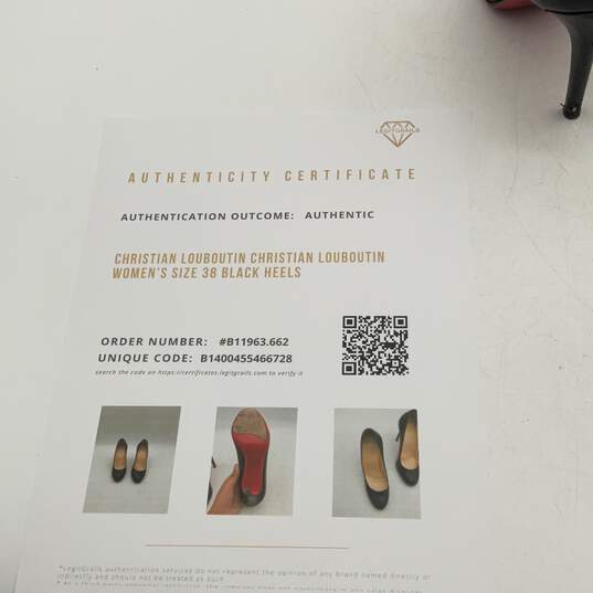 Christian Louboutin Womens Black Slip On Stiletto Pump Heels Size 38 w/ COA image number 4