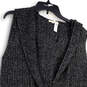 NWT Womens Gray Knitted Sleeveless Open Front Hooded Cardigan Sweater Sz S image number 3