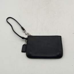 Coach Womens Black Leather Zipper Logo Charm Classic Wristlet Wallet