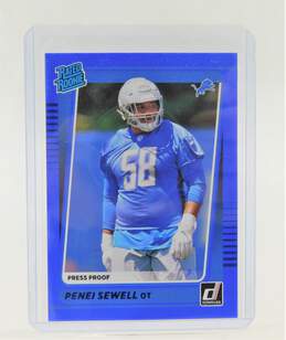 2021 Penei Sewell Donruss Rated Rookie Press Proof Blue Detroit Lions