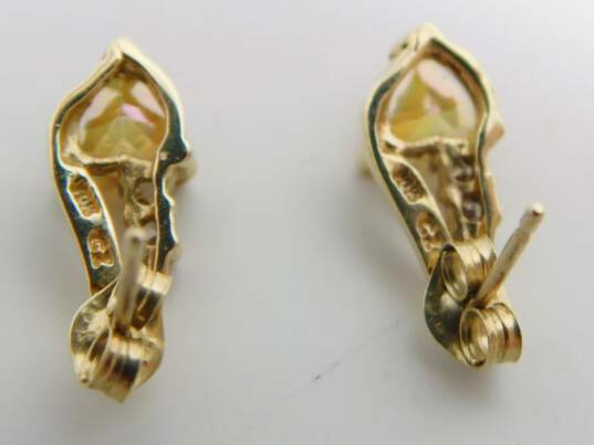 10K Yellow Gold Topaz & Cubic Zirconia Earrings 1.3g image number 2