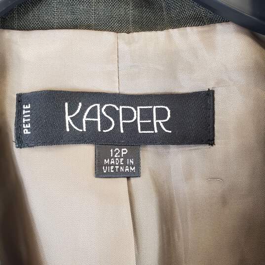 Kasper Women Green Striped Pants Suit Sz 12P NWT image number 3