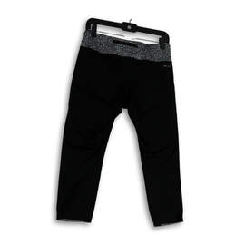 Womens Black Gray Elastic Waist Pull-On Activewear Capri Leggings Size L alternative image