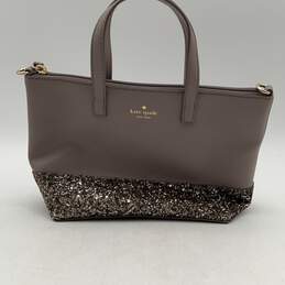 Kate Spade New York Womens Gray Greta Glitter Tote Handbag w/ Matching Wallet