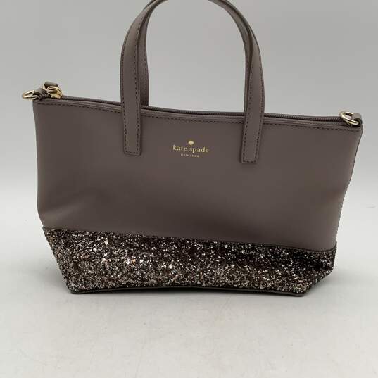 Kate Spade New York Womens Gray Greta Glitter Tote Handbag w/ Matching Wallet image number 1