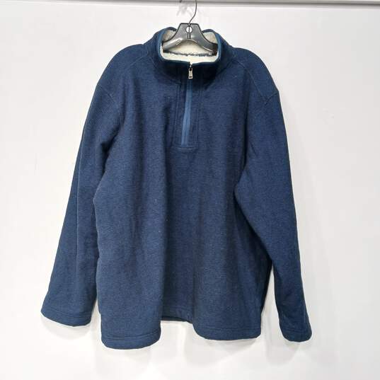 Orvis Men's Blue 1/4 Zip Mock Neck Fleece Sweater Jacket Size XXL image number 1