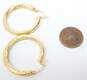 14K Gold Etched & Satin Finish Tube Hoop Earrings For Repair 2.8g image number 7