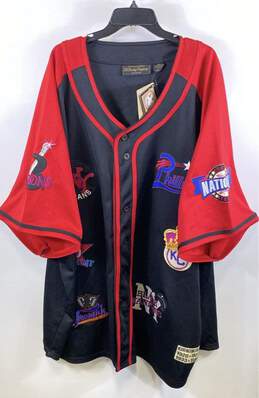 NWT Oh Trading Co Mens Black Red Negro League Button-Up Baseball Jersey Sz 8XL