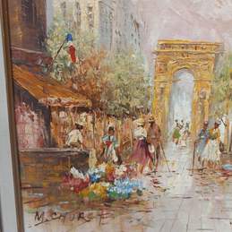 Framed And Signed Paris Street Oil Painting By M. Church 30" x 18" alternative image
