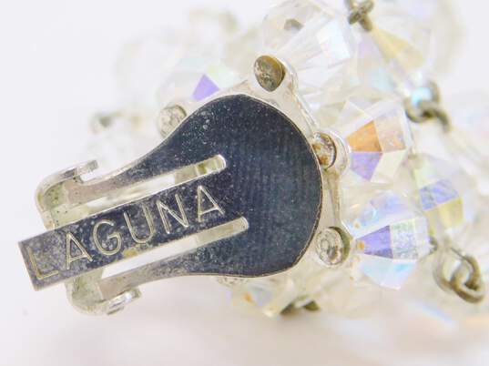Vintage & Laguna Silvertone Aurora Borealis Crystals Beaded Layering Necklaces & Dangle Tassels Clip On Earrings 122.3g image number 4