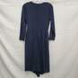 NWT Sam Edelman Belted Asymmetrical Hem Navy Blue Knit Maxi Dress Size 8 image number 2