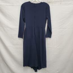 NWT Sam Edelman Belted Asymmetrical Hem Navy Blue Knit Maxi Dress Size 8 alternative image