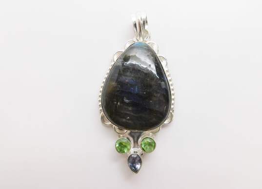 Artisan Silver Tone Labradorite, Lapis, Jasper & Glass Jewelry image number 4