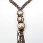 Givenchy Braze Tone Faux Pearl & Crystal Braided Bead 27.5 Chain Necklace 97.6g image number 2