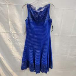 Tadashi Shoji Blue Pintuck Jersey Boatneck Dress Size S
