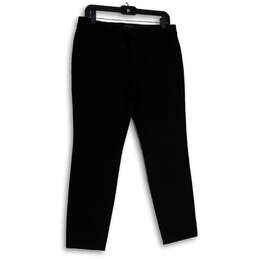 Womens Black Flat Front Welt Pocket Straight Leg Dress Pants Size 8 alternative image