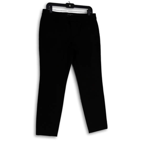 Womens Black Flat Front Welt Pocket Straight Leg Dress Pants Size 8 image number 2