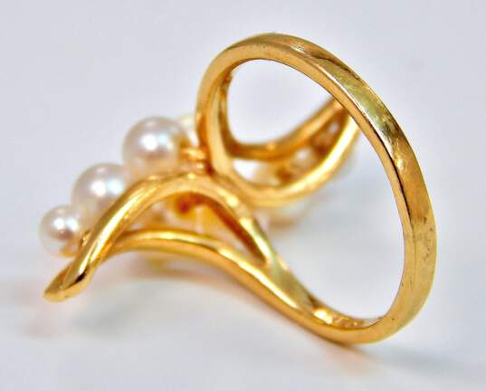 14K Yellow Gold Pearl Ring 3.3g image number 4