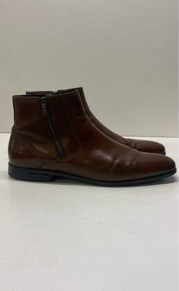 Kenneth Cole Men's Cognac Leather Aaron Zip Boot Sz. 11.5