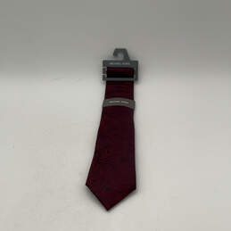 NWT Mens Red Silk Adjustable Pointed Designer Neck Tie