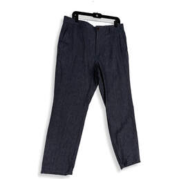 NWT Womens Gray Blue Flat Front Straight Leg Dress Pants Size 34x32