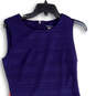 Womens Blue Round Neck Sleeveless Back Zip Knee Length Sheath Dress Size 6 image number 3