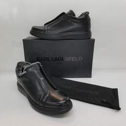 Karl Lagerfeld PARIS Men's Black Leather Slip on Loafer US Size 13 NIB