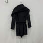 Womens Black Belted Long Sleeve Full-Zip Asymmetrical Trench Coat Size 4 image number 2