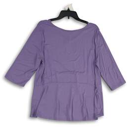 NWT J. Jill Womens Purple 3/4 Sleeve Stretch V-Neck Pullover Tunic Top Size L alternative image