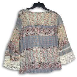 Democracy Womens Multicolor Geometric V-Neck Crochet Crossover Blouse Top Size L alternative image