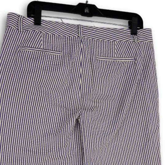 Womens Blue White Striped Flat Front Straight Leg Martin Fit Chino Pants 12 image number 4