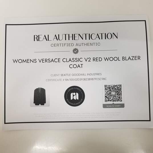 Versace Classic V2 Burgundy Red Wool Women's Blazer image number 8
