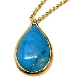 Designer Joan Rivers Gold-Tone Pear Shape Turquoise Pendant Necklace alternative image