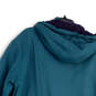 Womens Green Blue Long Sleeve Pockets Hooded Winter Full-Zip Jacket Size PL image number 4