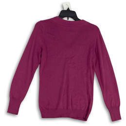 Womens Purple Long Sleeve Ribbed Cuff V-Neck Pullover Sweater Size Medium alternative image
