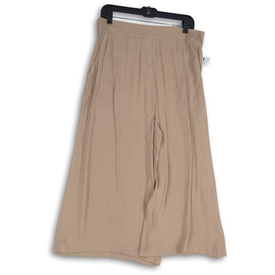 NWT Leith Womens Tan Elastic Waist Slash Pocket Wide Leg Ankle Pants Size L image number 1